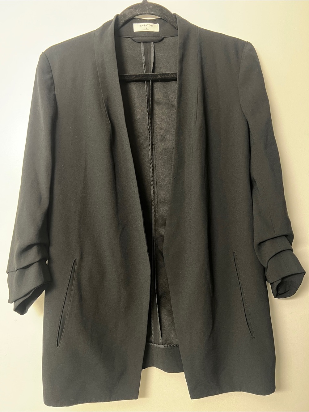 Babaton Black Shawl-Collar Open Blazer
